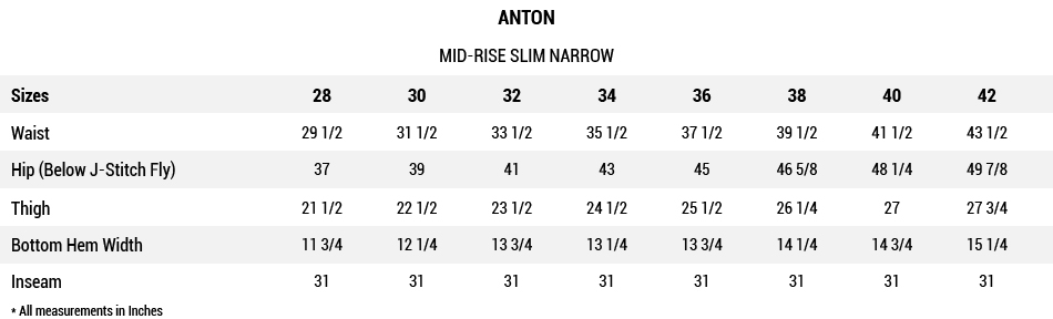 Size chart Anton